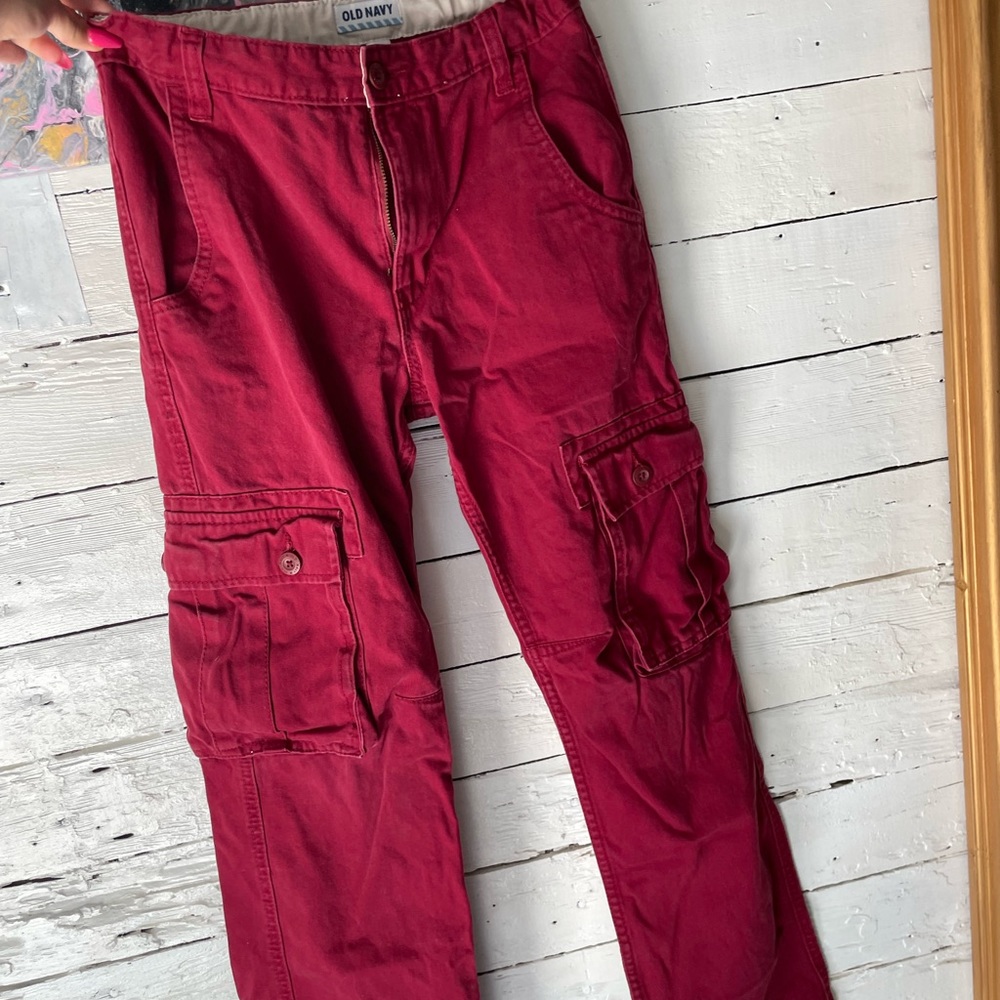 Red cargo pants
